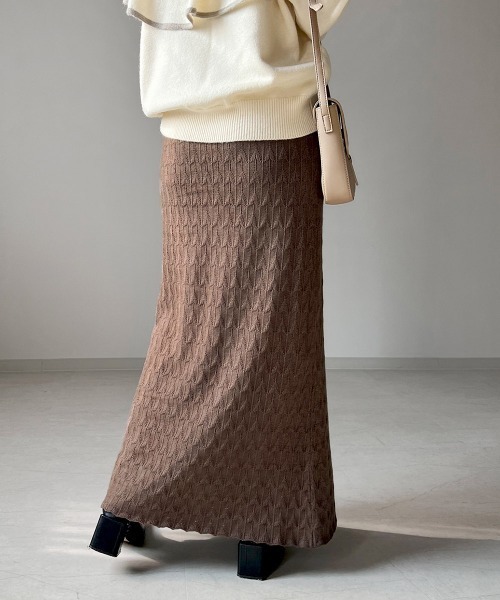 Bab（バブ）の「★柄編みニットスカート（スカート・レディース・ベージュ/ブラウン/ピンクベージュ・FREE）」の9枚目の写真