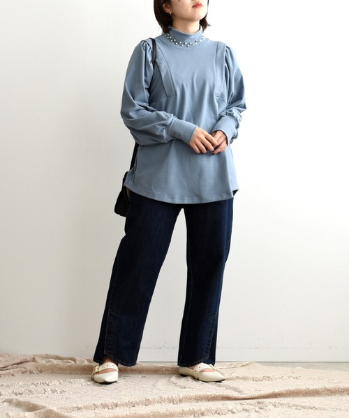 palm RICHE(ポームリシュ)の「マシュマロタッチデザイントップス(Tシャツ/カットソー・レディース・ブラック/ブルー/アイボリー・M)」の17枚目の写真