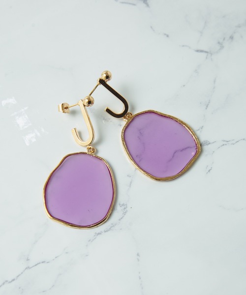 COLOR TOKYO ACCESSORIES（カラートウキョウアクセサリー）の「クリアプレートピアス（ピアス（両耳用）・レディース・ブラック/パープル/イエロー/オレンジ/クリア・FREE）」の3枚目の写真