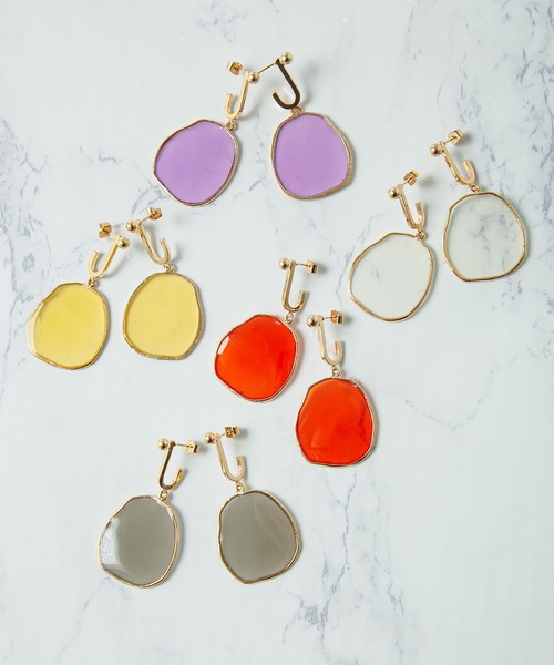 COLOR TOKYO ACCESSORIES（カラートウキョウアクセサリー）の「クリアプレートピアス（ピアス（両耳用）・レディース・ブラック/パープル/イエロー/オレンジ/クリア・FREE）」の7枚目の写真