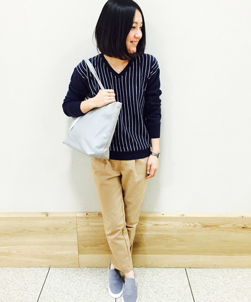 CIAOPANIC TYPY（チャオパニックティピー）の「フェイクウールタックリブパンツ（その他パンツ・レディース・ネイビー/ブラック/グレー/キャメル・SMALL/MEDIUM/LARGE）」の4枚目の写真