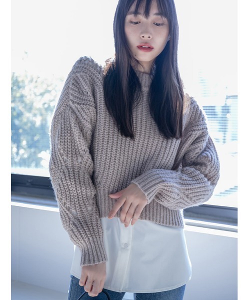 fifth(フィフス)の「アイレットニットプルオーバー(ニット/セーター・レディース・ベージュ/ブルー・SMALL/MEDIUM)」の1枚目の写真