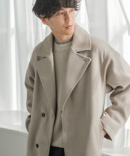 improves(インプローブス)の「ストレッチ メルトン ルーズシルエット ロング チェスターコート(チェスターコート・メンズ・グレイッシュベージュ/ブラック/モカ・LARGE/MEDIUM)」の11枚目の写真