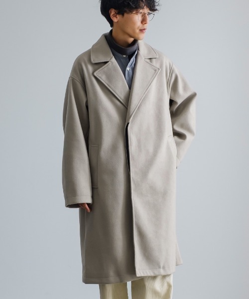 improves(インプローブス)の「ストレッチ メルトン ルーズシルエット ロング チェスターコート(チェスターコート・メンズ・グレイッシュベージュ/ブラック/モカ・LARGE/MEDIUM)」の21枚目の写真