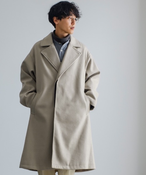 improves(インプローブス)の「ストレッチ メルトン ルーズシルエット ロング チェスターコート(チェスターコート・メンズ・グレイッシュベージュ/ブラック/モカ・LARGE/MEDIUM)」の16枚目の写真