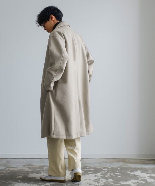 improves(インプローブス)の「ストレッチ メルトン ルーズシルエット ロング チェスターコート(チェスターコート・メンズ・グレイッシュベージュ/ブラック/モカ・LARGE/MEDIUM)」の12枚目の写真