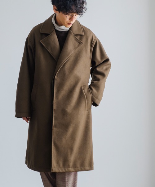 improves(インプローブス)の「ストレッチ メルトン ルーズシルエット ロング チェスターコート(チェスターコート・メンズ・グレイッシュベージュ/ブラック/モカ・LARGE/MEDIUM)」の10枚目の写真