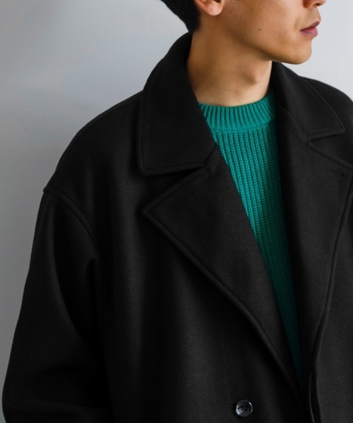 improves(インプローブス)の「ストレッチ メルトン ルーズシルエット ロング チェスターコート(チェスターコート・メンズ・グレイッシュベージュ/ブラック/モカ・LARGE/MEDIUM)」の9枚目の写真