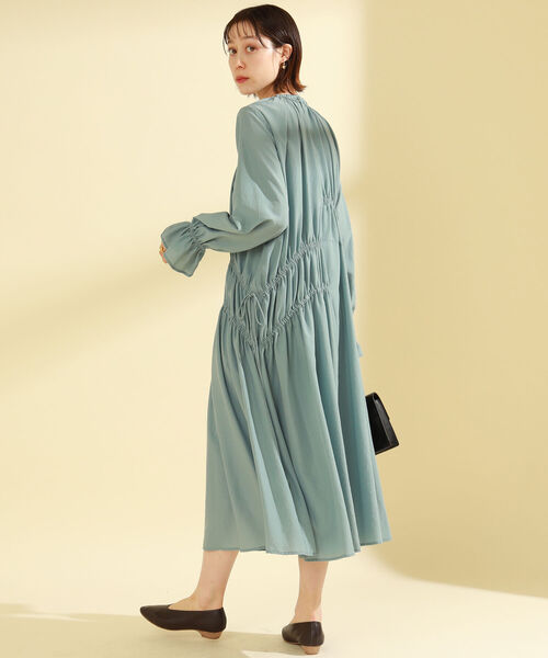 Ray BEAMS（レイビームス）の「Ray BEAMS / アシメ シャーリング ワンピース（ワンピース・レディース・ブルー系その他2/ブラック・ONE SIZE）」の8枚目の写真