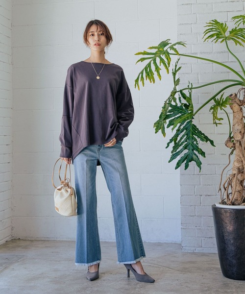 BAYFLOW（ベイフロー）の「オーバーサイズBIG T（Tシャツ/カットソー・レディース・オフホワイト/ライトグリーン/ラベンダー/チャコール・FREE）」の8枚目の写真