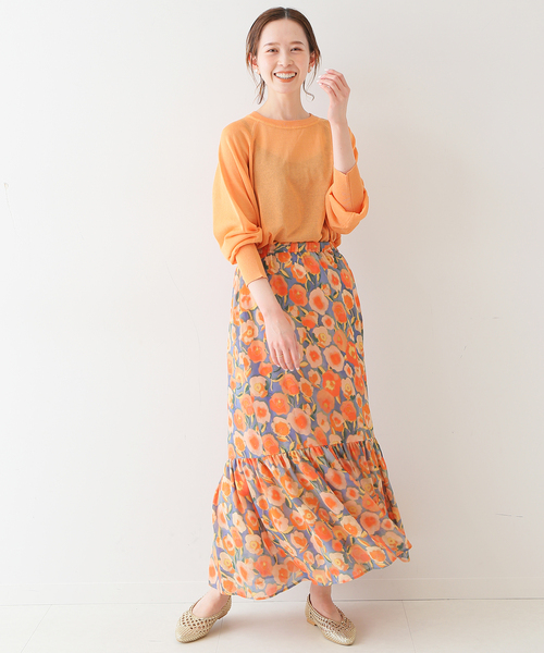 SLOBE IENA（スローブイエナ）の「SPRINTEX Water Flower スカート◆（スカート・レディース・オレンジ・FREE）」の14枚目の写真