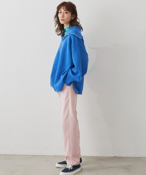 Auntie Rosa Holiday（アンティローザホリデー）の「ハーフZIPオーバーサイズニットプルオーバー（ニット/セーター・レディース・オフホワイト/オレンジ/ブルー・FREE）」の8枚目の写真