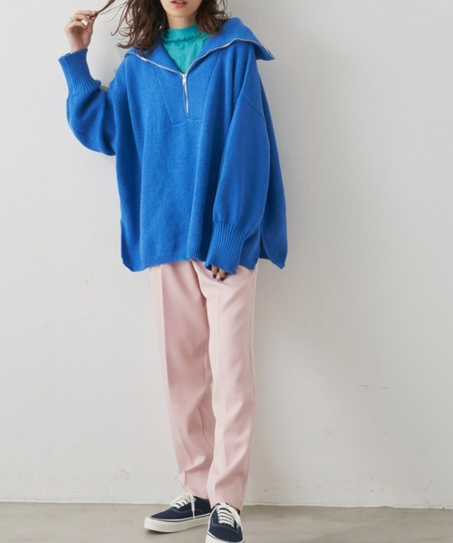 Auntie Rosa Holiday（アンティローザホリデー）の「ハーフZIPオーバーサイズニットプルオーバー（ニット/セーター・レディース・オフホワイト/オレンジ/ブルー・FREE）」の13枚目の写真