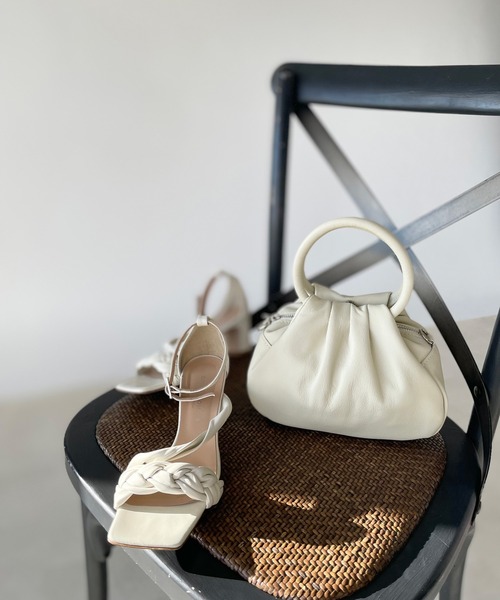 maison-vincent（メゾンヴァンサン）の「Maison Vincent/ギャザーコンパクトボストン（ハンドバッグ・レディース・グリーン/アイボリー・FREE）」の3枚目の写真