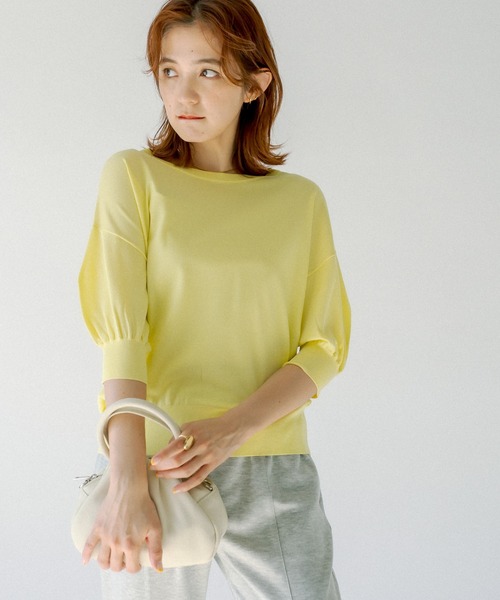 maison-vincent（メゾンヴァンサン）の「Maison Vincent/ギャザーコンパクトボストン（ハンドバッグ・レディース・グリーン/アイボリー・FREE）」の7枚目の写真