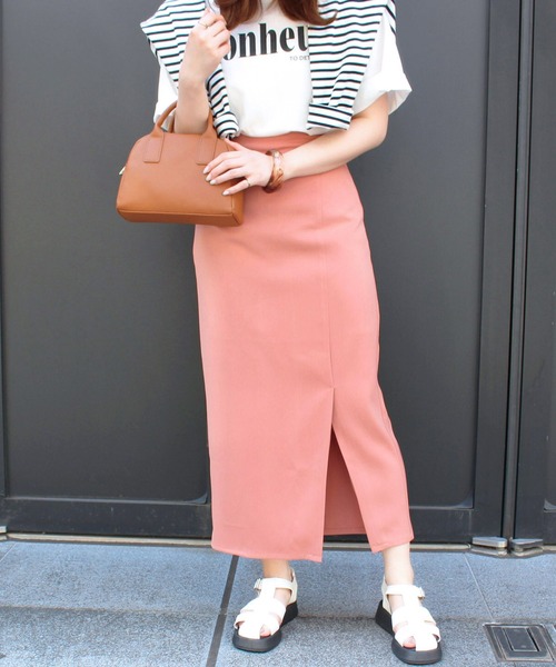 MLI'A(エムリア)の「スリットナロースカート(スカート・レディース・アイボリー/ブラック/ライトグリーン/イエロー系5/オレンジ・FREE)」の5枚目の写真