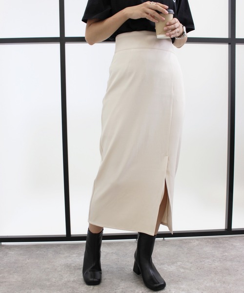 MLI'A(エムリア)の「スリットナロースカート(スカート・レディース・アイボリー/ブラック/ライトグリーン/イエロー系5/オレンジ・FREE)」の2枚目の写真