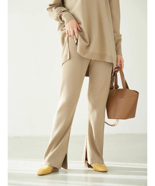 earth music&ecology（アースミュージックアンドエコロジー）の「リブニットパンツ＊（その他パンツ・レディース・グレー/グレイッシュベージュ・FREE）」の3枚目の写真