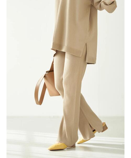 earth music&ecology（アースミュージックアンドエコロジー）の「リブニットパンツ＊（その他パンツ・レディース・グレー/グレイッシュベージュ・FREE）」の4枚目の写真