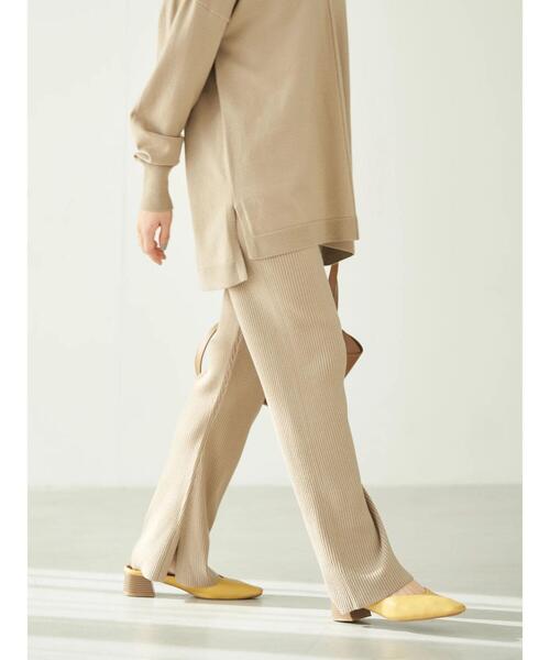 earth music&ecology（アースミュージックアンドエコロジー）の「リブニットパンツ＊（その他パンツ・レディース・グレー/グレイッシュベージュ・FREE）」の5枚目の写真