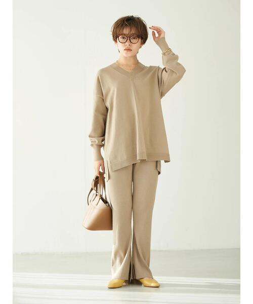 earth music&ecology（アースミュージックアンドエコロジー）の「リブニットパンツ＊（その他パンツ・レディース・グレー/グレイッシュベージュ・FREE）」の6枚目の写真