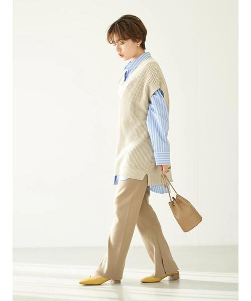 earth music&ecology（アースミュージックアンドエコロジー）の「リブニットパンツ＊（その他パンツ・レディース・グレー/グレイッシュベージュ・FREE）」の10枚目の写真