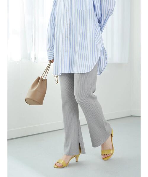 earth music&ecology（アースミュージックアンドエコロジー）の「リブニットパンツ＊（その他パンツ・レディース・グレー/グレイッシュベージュ・FREE）」の12枚目の写真