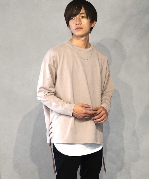 MinoriTY(マイノリティ)の「【MinoriTY】サイドレース裏毛長袖ロンT ロングTシャツ スウェット メンズ 秋服 秋服(Tシャツ/カットソー・メンズ・ブラック/ベージュ/カーキ/キナリ・S/M/L)」の13枚目の写真