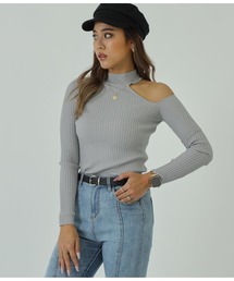 ワンショルリブニットトップスカットソー