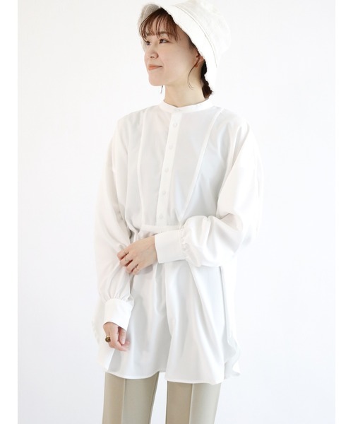 ehka sopo（エヘカソポ）の「ヨークチュニックブラウス（シャツ/ブラウス・レディース・オフホワイト/キナリ/グレー・ﾌﾘ-）」の2枚目の写真