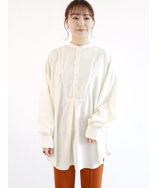 ehka sopo（エヘカソポ）の「ヨークチュニックブラウス（シャツ/ブラウス・レディース・オフホワイト/キナリ/グレー・ﾌﾘ-）」の3枚目の写真