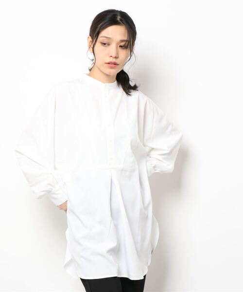 ehka sopo（エヘカソポ）の「ヨークチュニックブラウス（シャツ/ブラウス・レディース・オフホワイト/キナリ/グレー・ﾌﾘ-）」の6枚目の写真