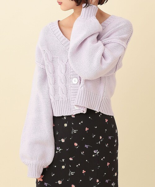 DEICY(デイシー)の「コットンケーブルショートカーディガン(カーディガン/ボレロ・レディース・ライトグリーン/オフホワイト/ラベンダー・FREE)」の3枚目の写真