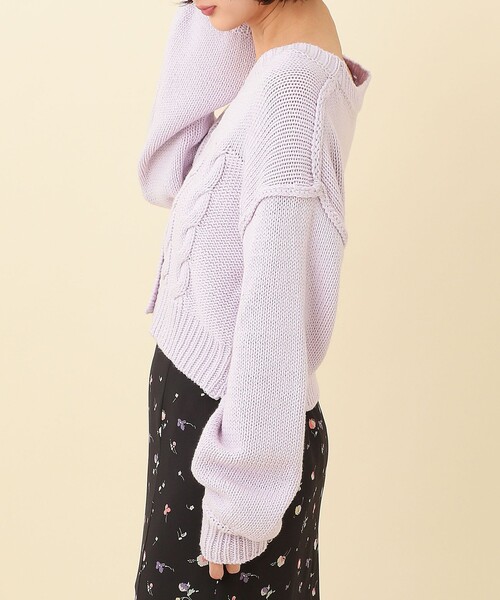 DEICY(デイシー)の「コットンケーブルショートカーディガン(カーディガン/ボレロ・レディース・ライトグリーン/オフホワイト/ラベンダー・FREE)」の5枚目の写真
