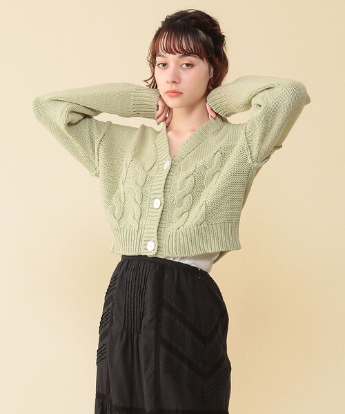 DEICY(デイシー)の「コットンケーブルショートカーディガン(カーディガン/ボレロ・レディース・ライトグリーン/オフホワイト/ラベンダー・FREE)」の17枚目の写真