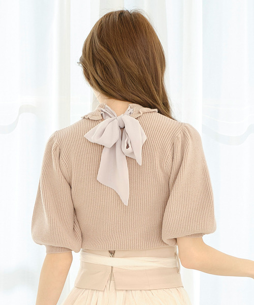 TITTY&CO.（ティティーアンドコー）の「【TITTY&CO.】バックシフォンリボンニット（ニット/セーター・レディース・オフホワイト/ベージュ/ピンク・FREE）」の11枚目の写真