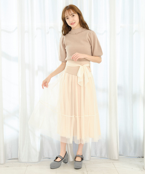 TITTY&CO.（ティティーアンドコー）の「【TITTY&CO.】バックシフォンリボンニット（ニット/セーター・レディース・オフホワイト/ベージュ/ピンク・FREE）」の13枚目の写真