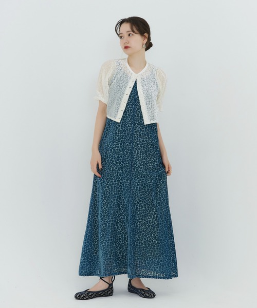TINA:JOJUN(ティーナジョジュン)の「フラワーベロア キャミドレス TINA:JOJUN(ワンピース・レディース・ブルー/ブラウン/ブラック・S/M)」の5枚目の写真