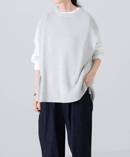 かぐれ(カグレ)の「リネンニットベスト(ベスト・レディース・ベージュ/ミント・FREE)」の3枚目の写真