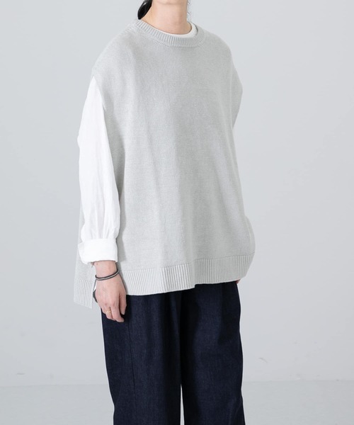 かぐれ(カグレ)の「リネンニットベスト(ベスト・レディース・ベージュ/ミント・FREE)」の4枚目の写真