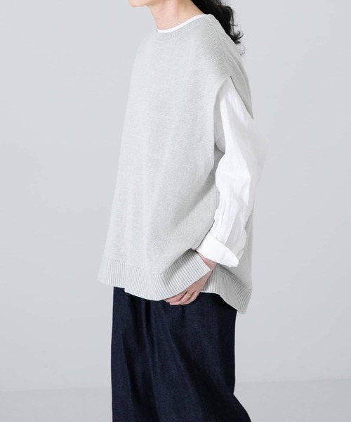 かぐれ(カグレ)の「リネンニットベスト(ベスト・レディース・ベージュ/ミント・FREE)」の5枚目の写真