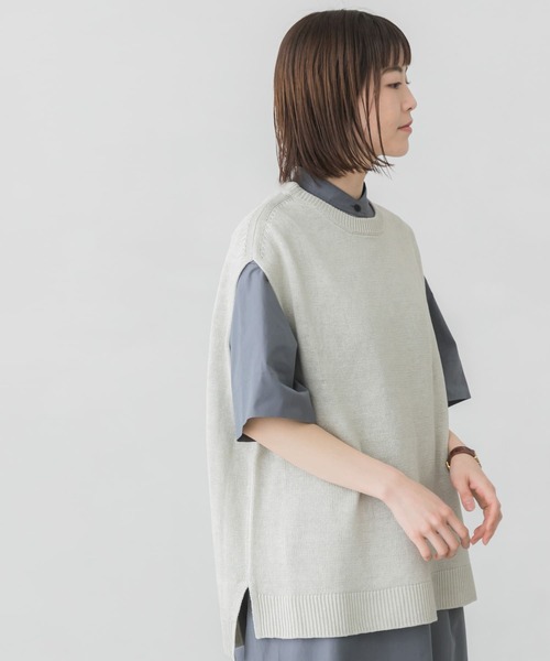かぐれ(カグレ)の「リネンニットベスト(ベスト・レディース・ベージュ/ミント・FREE)」の13枚目の写真