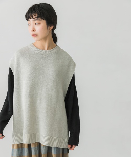 かぐれ(カグレ)の「リネンニットベスト(ベスト・レディース・ベージュ/ミント・FREE)」の22枚目の写真