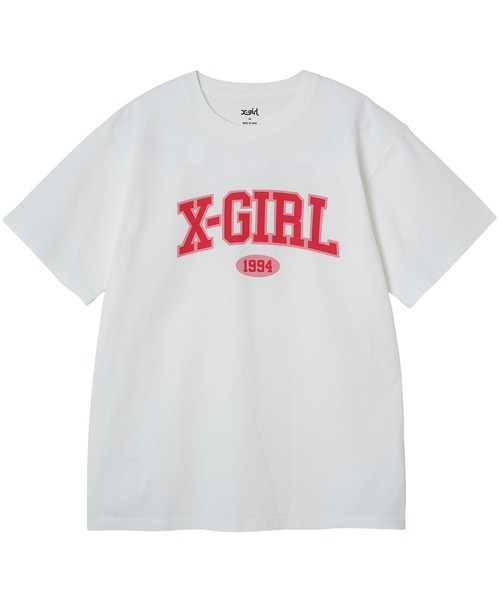 X-girl（エックスガール）の「COLLEGE LOGO S/S TEE/カレッジロゴ　Tシャツ（Tシャツ/カットソー・レディース・ホワイト/ブラック/ブラウン・S/M/L/XL）」の21枚目の写真