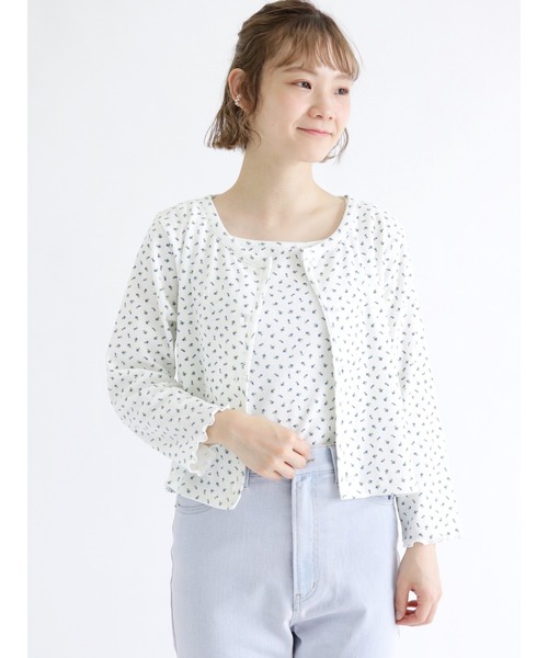 ehka sopo(エヘカソポ)の「花柄/無地アソートカーディガン(カーディガン/ボレロ・レディース・イエロー/ブルー/グリーン/キナリ・フリ-)」の4枚目の写真