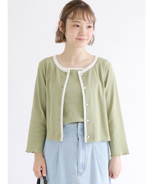 ehka sopo(エヘカソポ)の「花柄/無地アソートカーディガン(カーディガン/ボレロ・レディース・イエロー/ブルー/グリーン/キナリ・フリ-)」の3枚目の写真