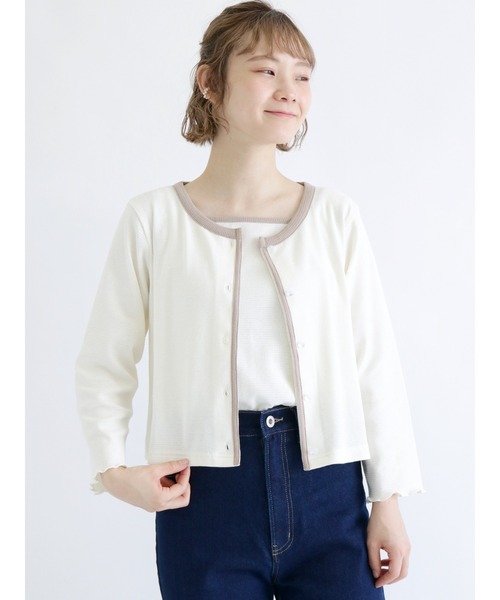 ehka sopo(エヘカソポ)の「花柄/無地アソートカーディガン(カーディガン/ボレロ・レディース・イエロー/ブルー/グリーン/キナリ・フリ-)」の2枚目の写真