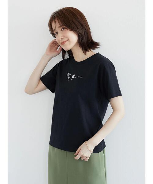 Petit fleur(プチフルール)の「・Petit Fleur ハナ&ハート刺繍Tシャツ(Tシャツ/カットソー・レディース・グリーン/オフホワイト/ピンク/ブラック・FREE)」の15枚目の写真