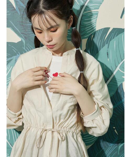 Petit fleur(プチフルール)の「・Petit Fleur ハナ&ハート刺繍Tシャツ(Tシャツ/カットソー・レディース・グリーン/オフホワイト/ピンク/ブラック・FREE)」の21枚目の写真