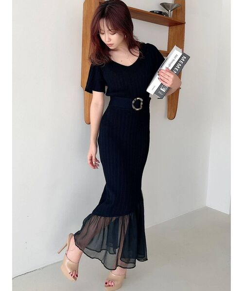 RESEXXY(リゼクシー)の「2wayショルダーマーメイドニットワンピース(ワンピース・レディース・ブラック/ブラウン/アイボリー/ミント・FREE)」の10枚目の写真